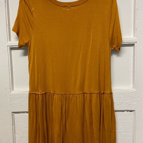 ZENANA Premium Womens Mustard Babydoll Peplum Cotton Blouse Size small - Picture 3 of 5